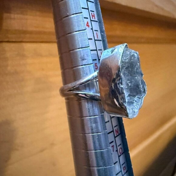 Natural Herkimer Diamond (Quartz Crystal) Sterling Silver Ring Size 5.5 - Picture 3 of 6